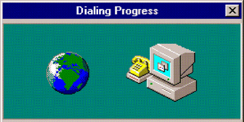 An animation of the classic AOL dial up screen.